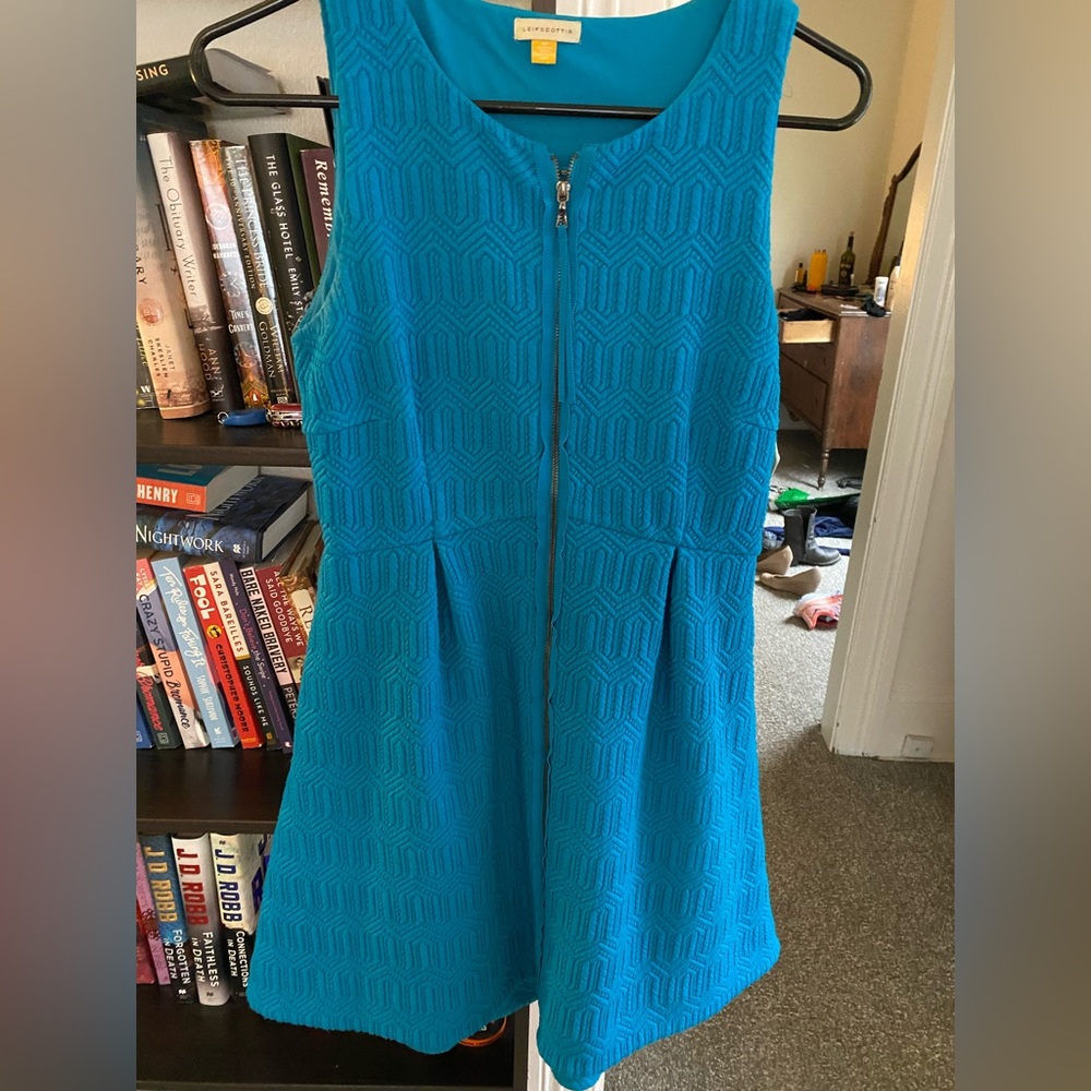 Anthropologie Fit and Flare Blue knitted dress